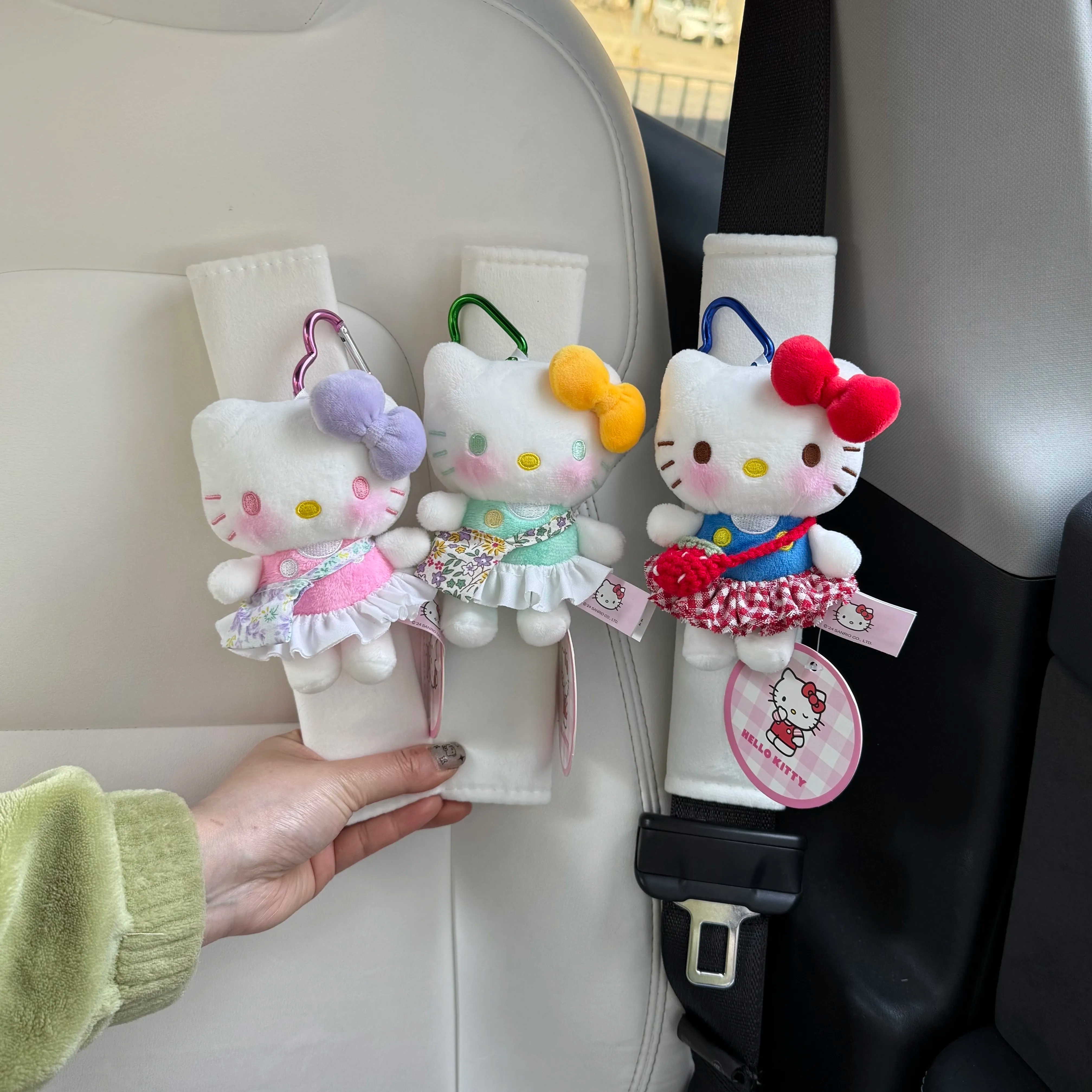 Standing Kitty Plush Doll, Car Seat Belt Shoulder Pad, Cute Cartoon Plush Toy, Soft Stuffed Car Interior Decoration Gift