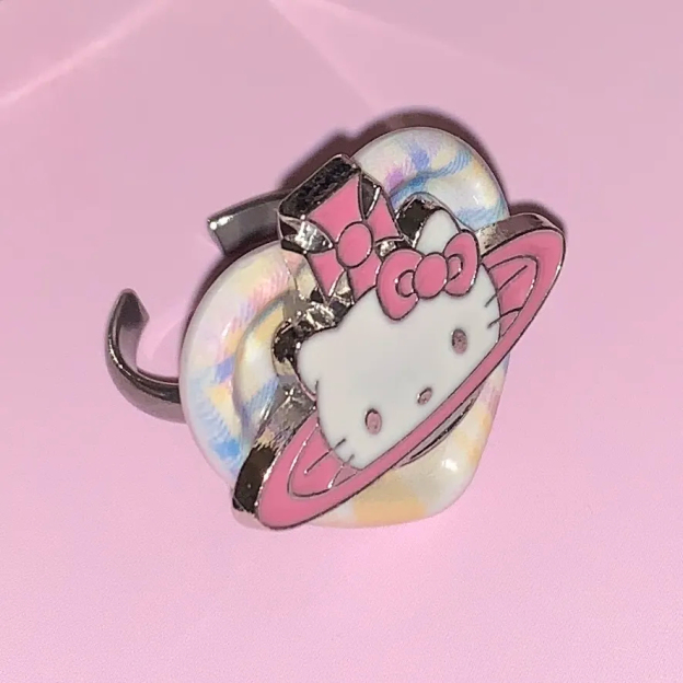 Saturn HK Plaid Heart Pendant Adjustable Ring – Vintage Style Jewelry Accessories for Women & Girls 01250430