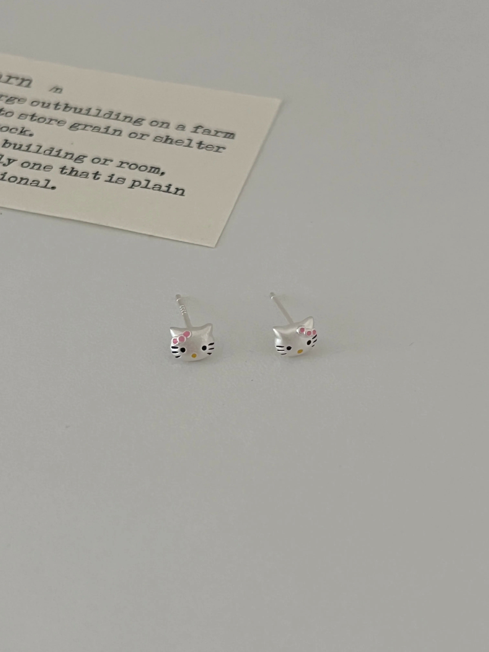 Silver HK Stud Earrings – Matte Finish, Dainty Kawaii Jewelry for Daily Wear 01250708