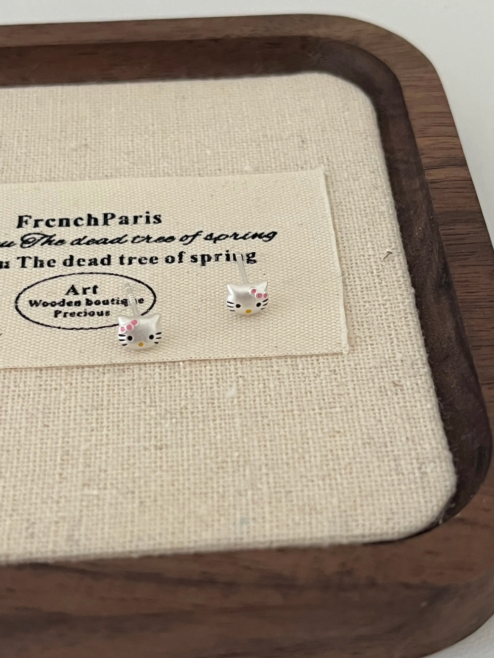 Silver HK Stud Earrings – Matte Finish, Dainty Kawaii Jewelry for Daily Wear 01250708