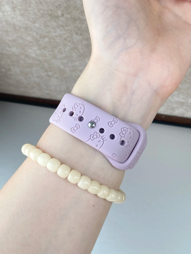 HK Silicone Watch Band for Apple Watch Series, Cute Adjustable Strap, Kawaii Replacement Wristband 01250826