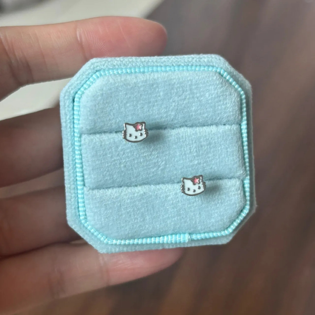 HK Silver Mini Stud Earrings – Sweet Cute Design for Women, Dainty Everyday Jewelry 01250816