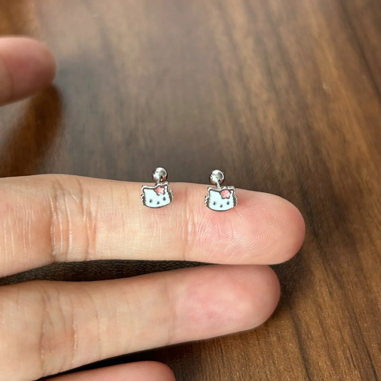 HK Silver Mini Stud Earrings – Sweet Cute Design for Women, Dainty Everyday Jewelry 01250816