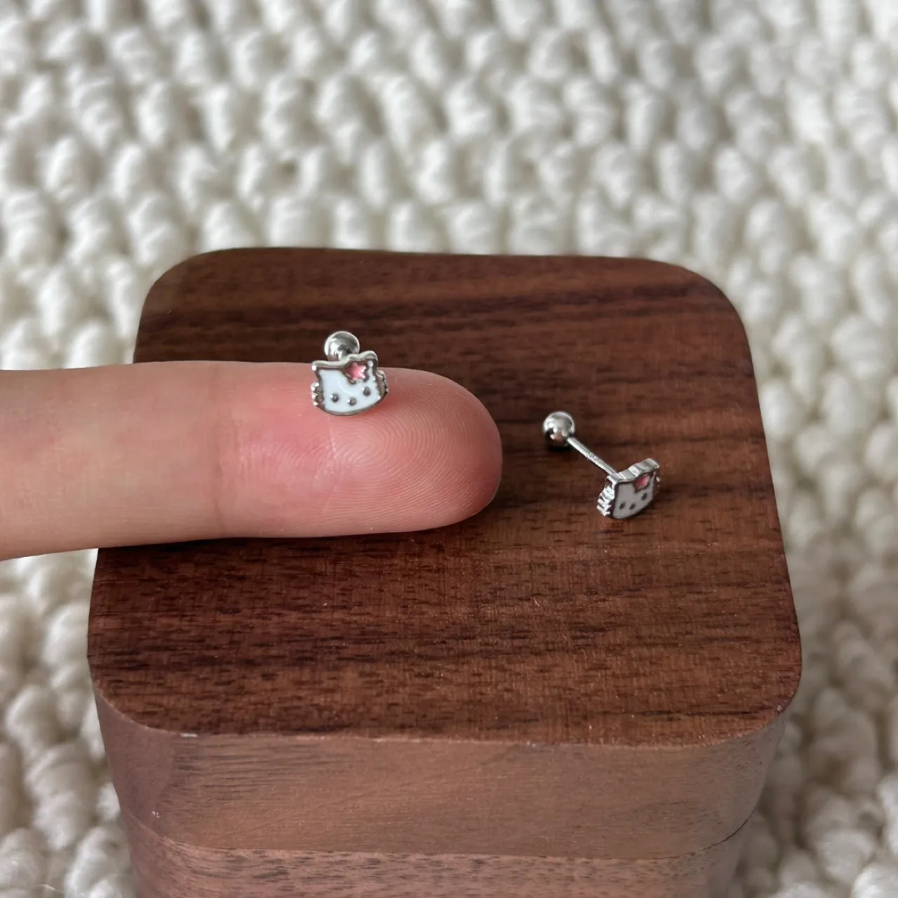 HK Silver Mini Stud Earrings – Sweet Cute Design for Women, Dainty Everyday Jewelry 01250816