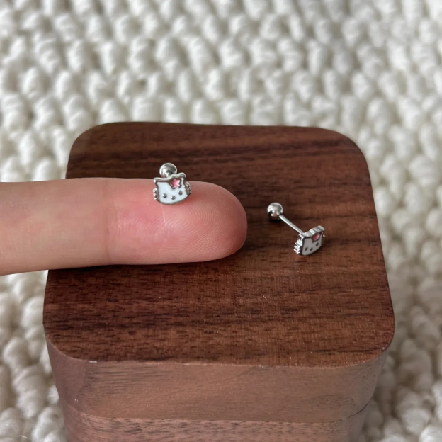 HK Silver Mini Stud Earrings – Sweet Cute Design for Women, Dainty Everyday Jewelry 01250816