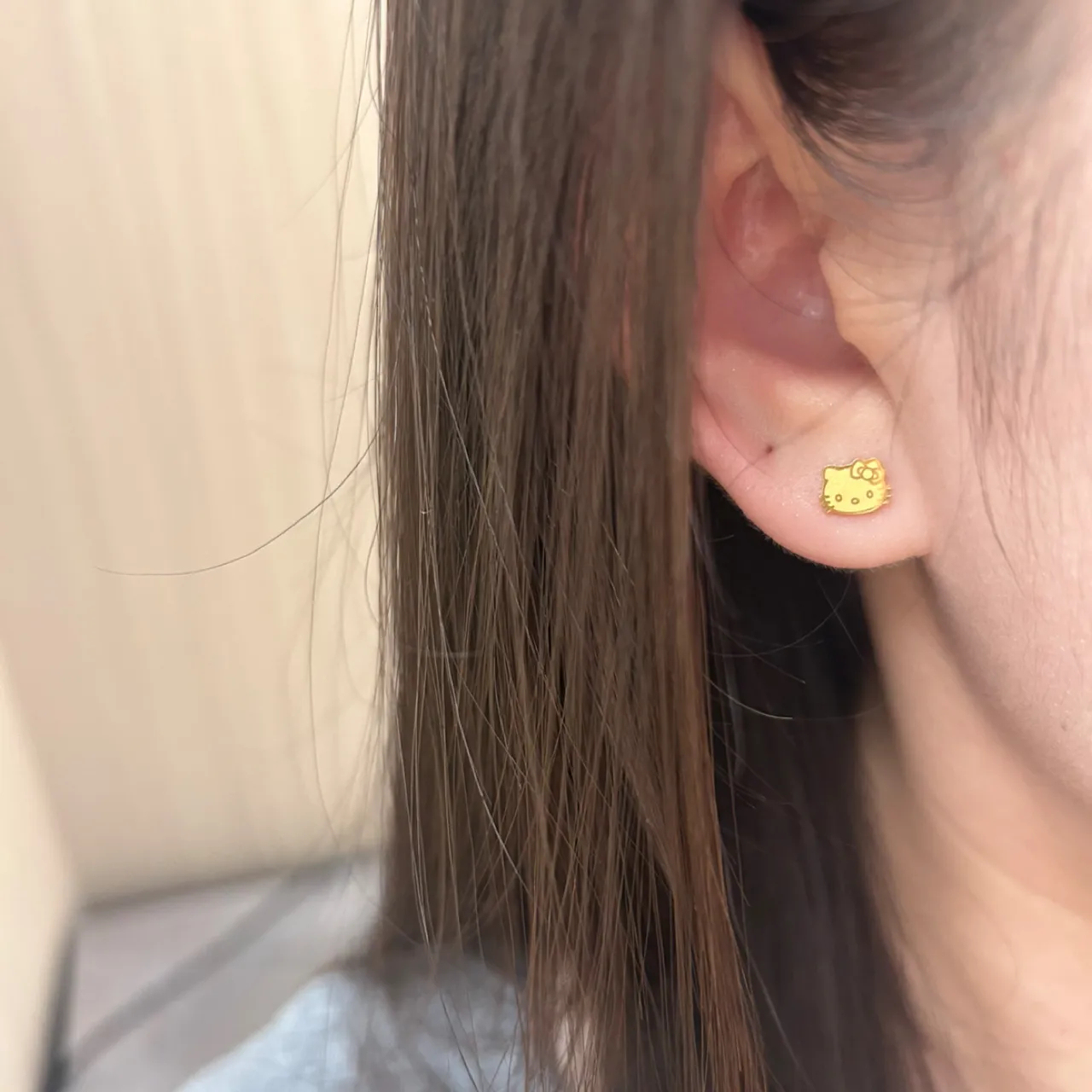 HK Cute Cat Titanium Steel Screw Earrings, Non-Fading Kitty Stud Earrings, Kawaii Accessories for Women