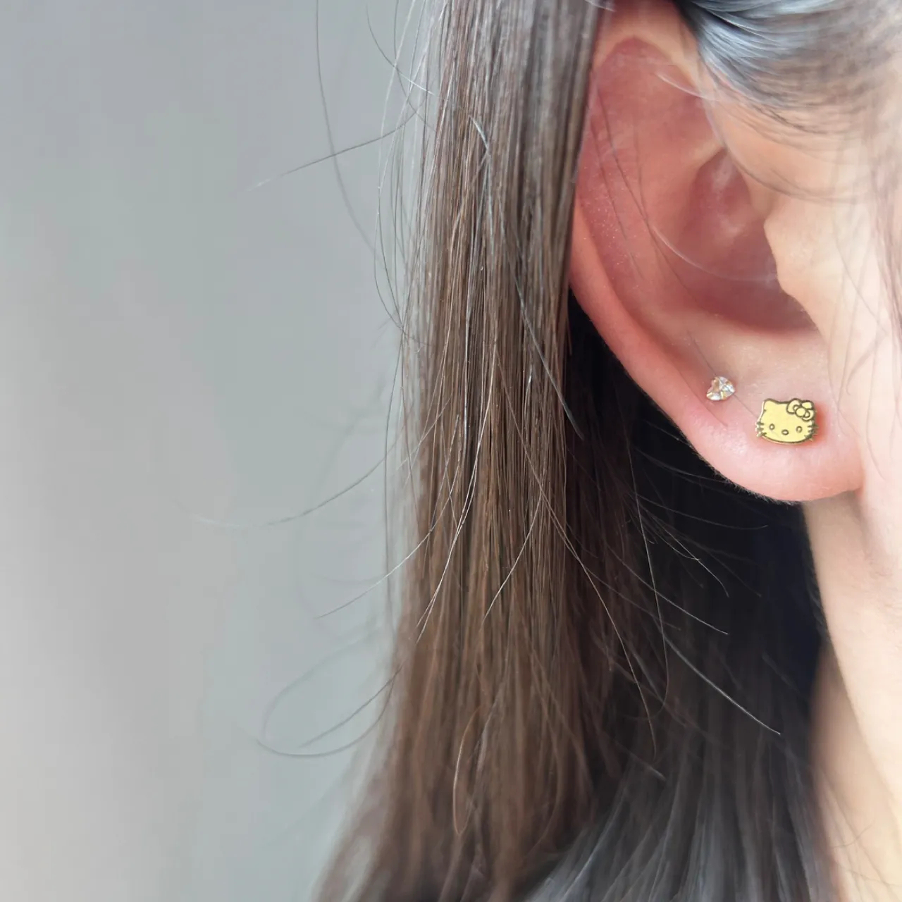 HK Cute Cat Titanium Steel Screw Earrings, Non-Fading Kitty Stud Earrings, Kawaii Accessories for Women