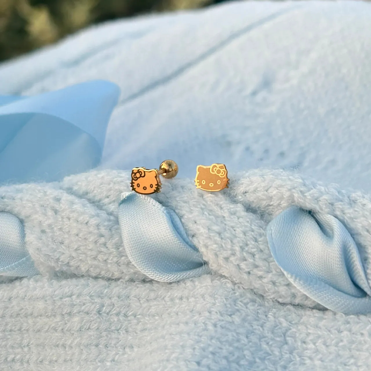 HK Cute Cat Titanium Steel Screw Earrings, Non-Fading Kitty Stud Earrings, Kawaii Accessories for Women