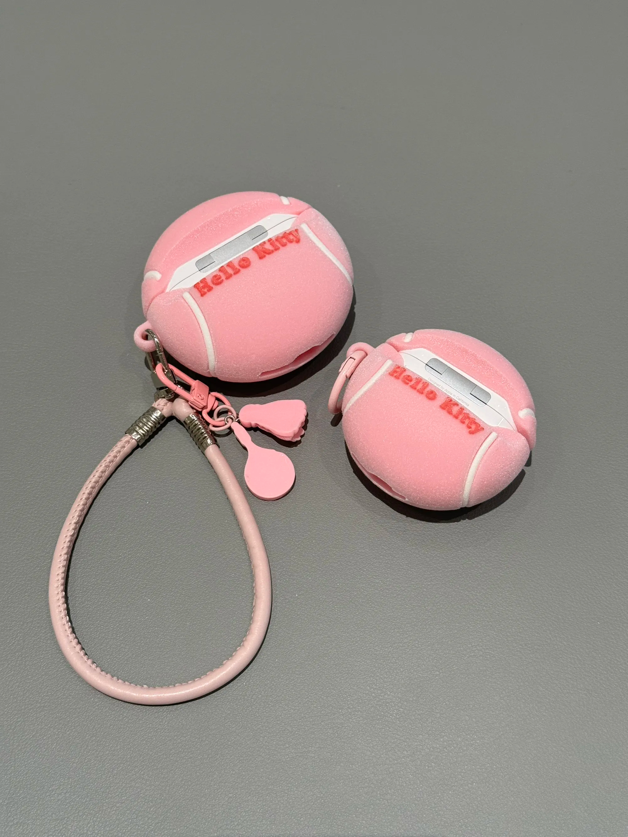 HK Flocked Tennis Ball AirPods Case With Cute Sports Charms Protective Cover 01251223