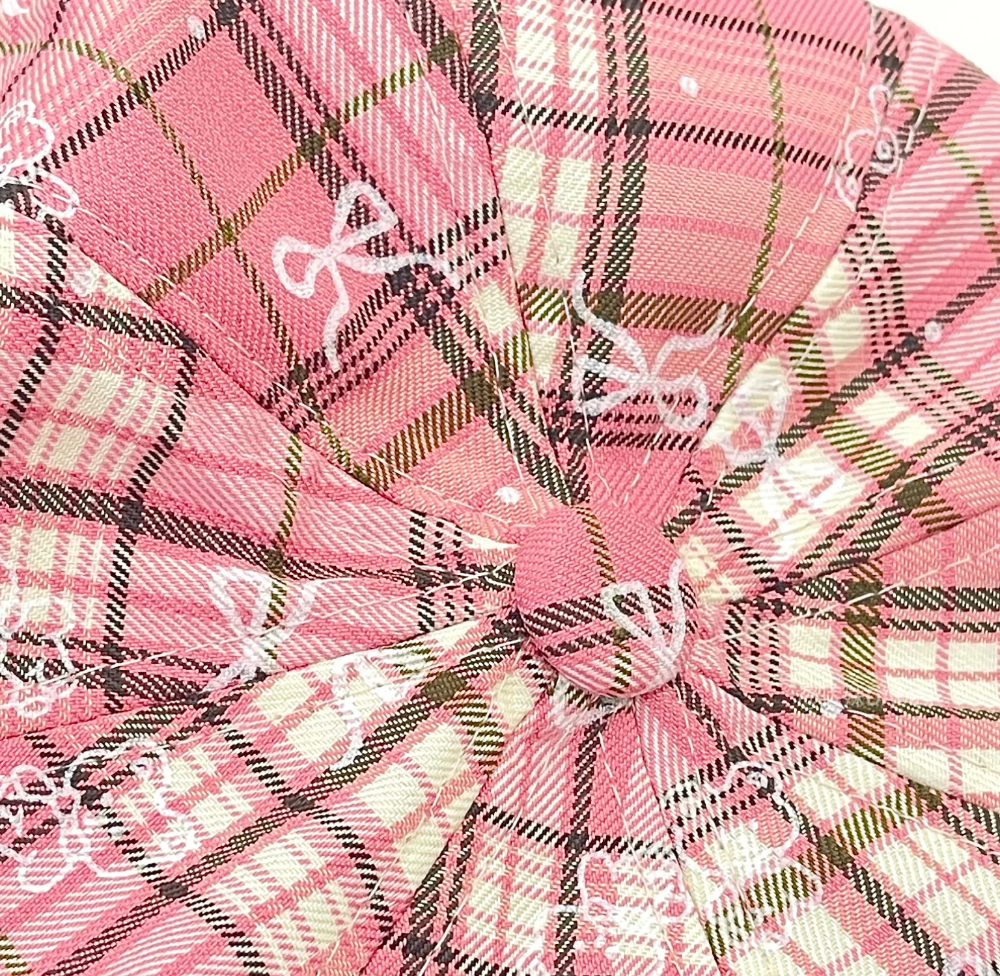 HK Octagon Beret Cap – Cute Pink Painter Hat with Retro Brim Style, Adjustable Fit (54–59cm)  01250715