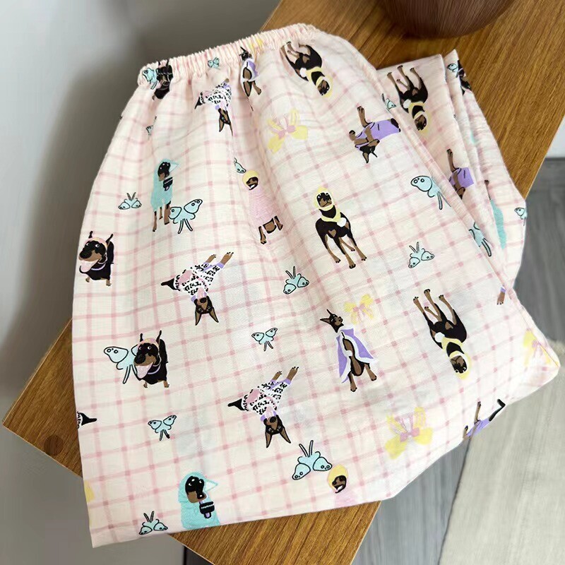 HK Dopamine Sleep Pants - Summer Lightweight Cotton Lounge Pants for Women 02250616