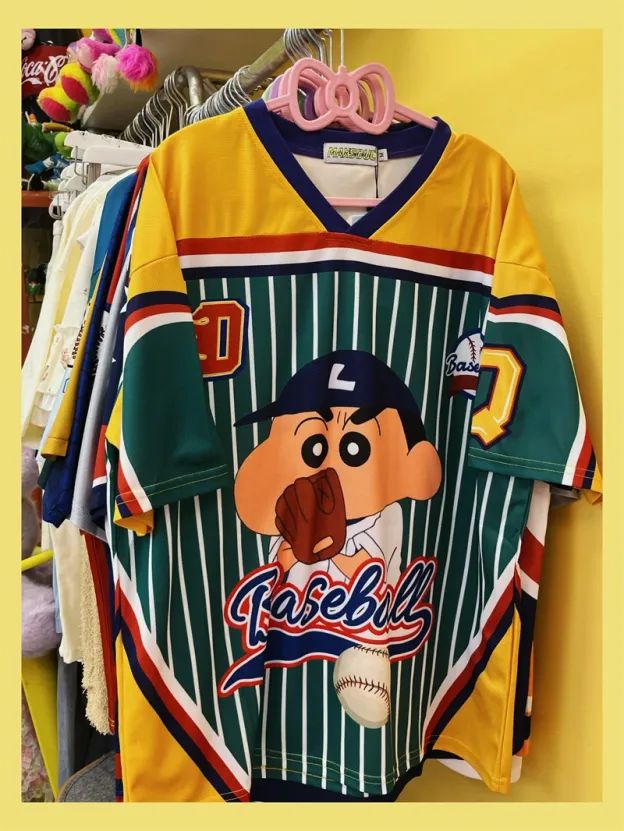Retro American-style HK Cartoon Patchwork Jersey Loose Short-sleeved T-shirt for Men and Women-cutelalaco