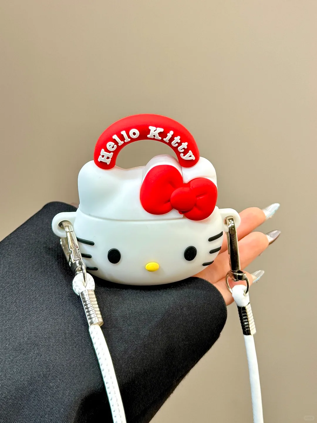 3D Hello Kitty Silicone AirPods Case with Strap – Cute & Convenient Carrying