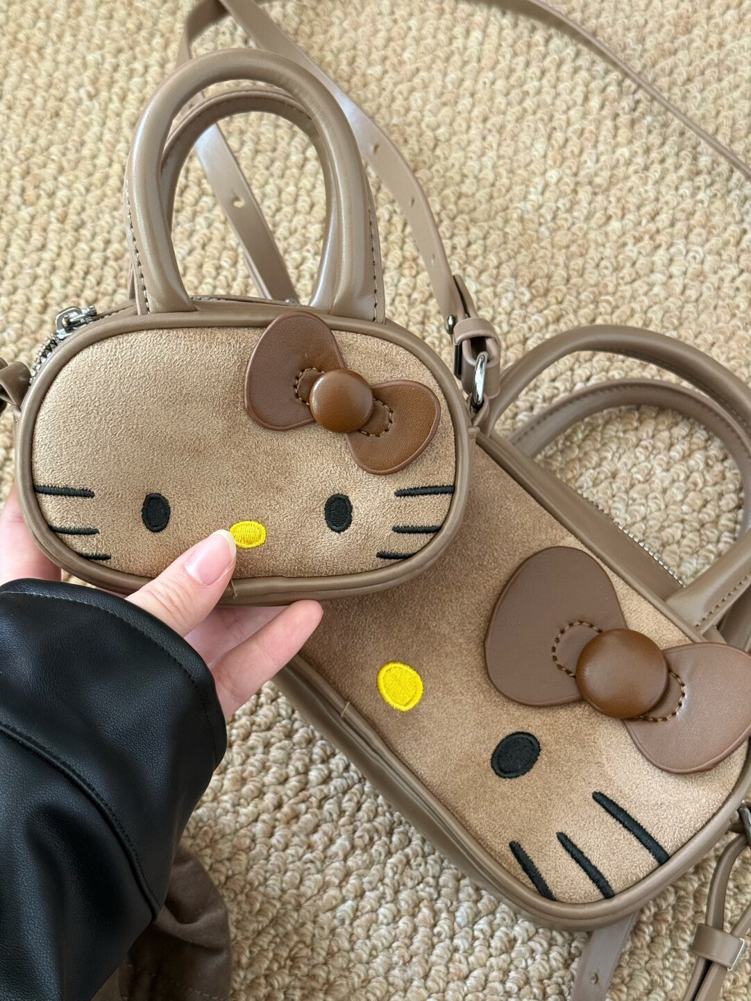 HK Boston Suede Crossbody Bag – Cartoon Style Autumn Shoulder Handbag 02251008