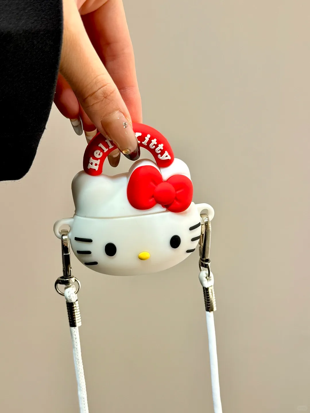3D Hello Kitty Silicone AirPods Case with Strap – Cute & Convenient Carrying