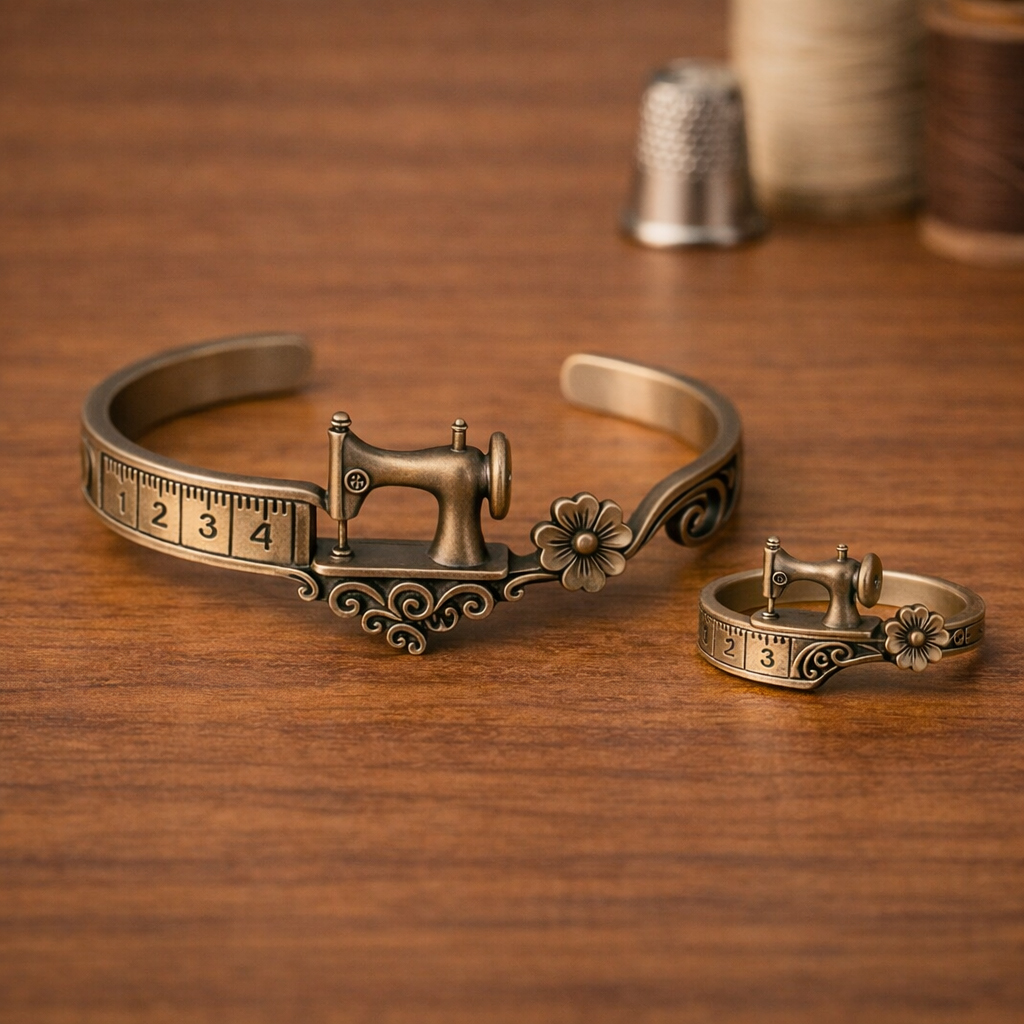 🪡Limited Time Offer 50% OFF - Sewing Machine Bracelet & Ring Set🧵
