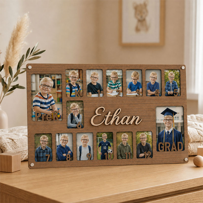 🏆Personalized Pre-K to Graduation Photo Frame | Custom Name Wooden School Years Collage