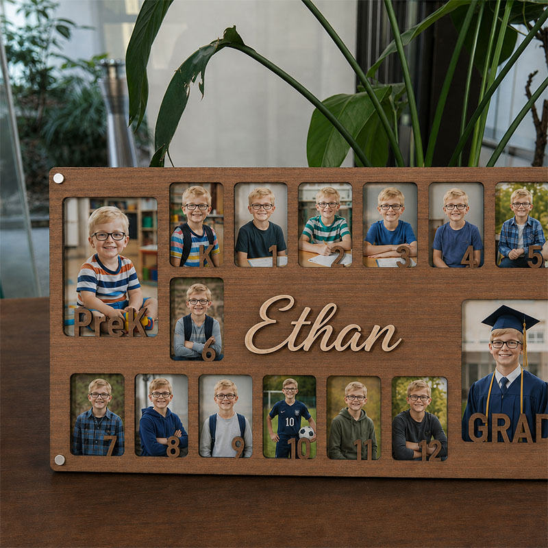 🏆Personalized Pre-K to Graduation Photo Frame | Custom Name Wooden School Years Collage