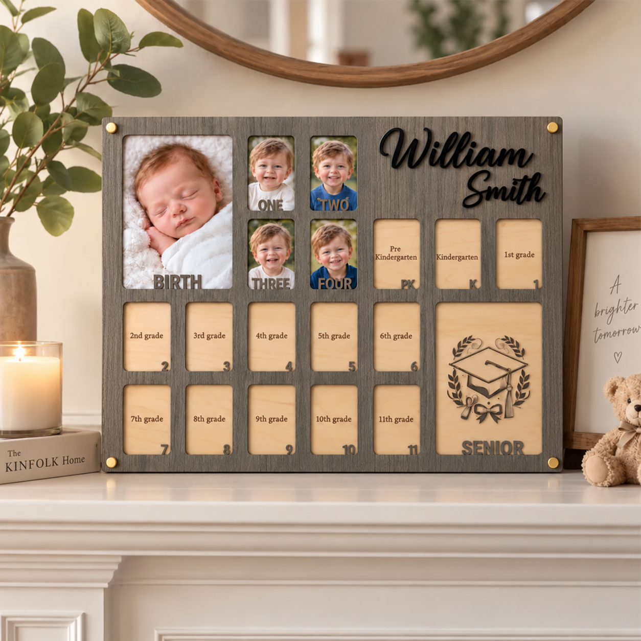 🎓Personalized Birth to Graduation Photo Frame | Custom Name  Baby & School Years Growth Keepsake