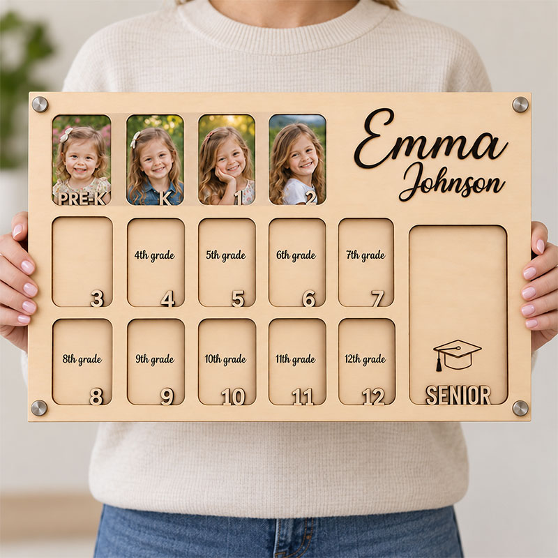🌱Personalized School Years Photo Frame | Custom Name PRE-K to Senior Graduation Keepsake, Childhood Growth Picture Frame for Kids