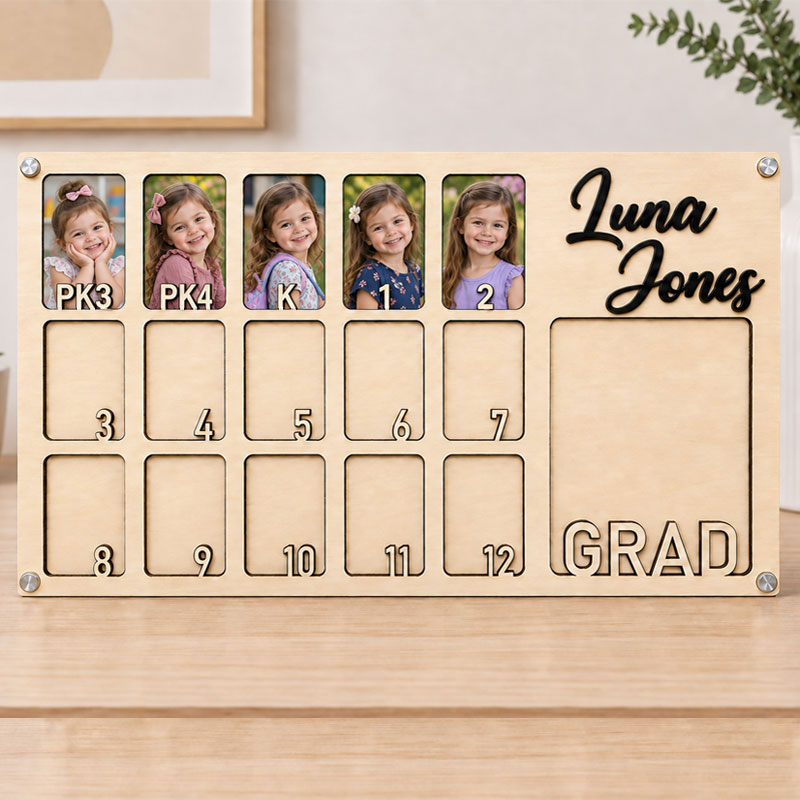 🌷Personalized Preschool to Graduation Photo Frame | PK3 PK4 Kindergarten to 12th Grade Growth Picture Frame
