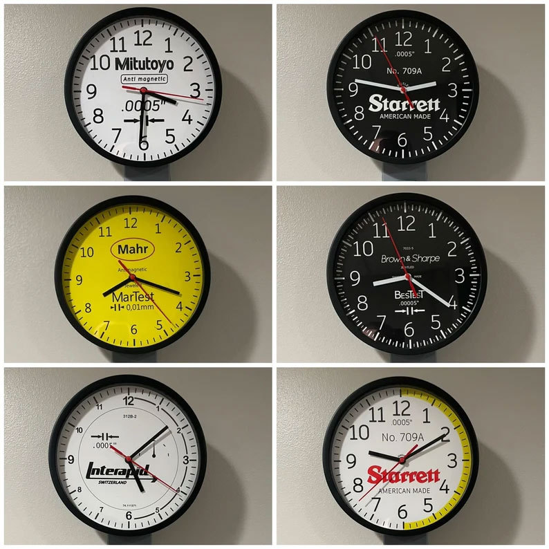 8" Dial Indicator Wall Clock, Great Gift for Machinist / Engineer / CNC Manufacturing Technician