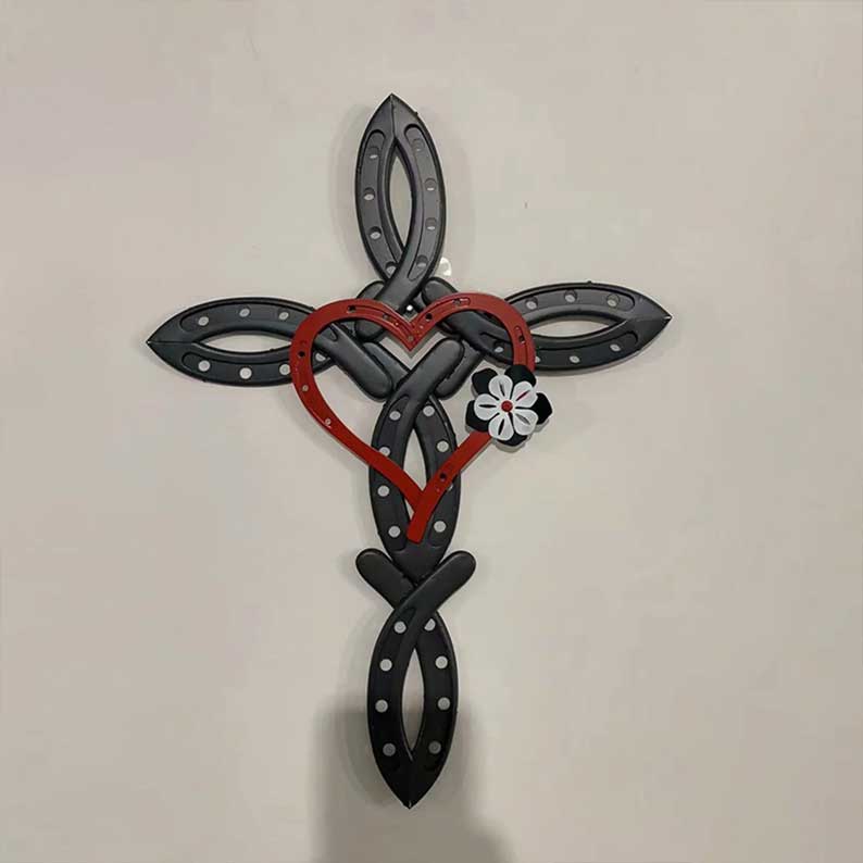 💕Natural Horseshoe Cross with Heart