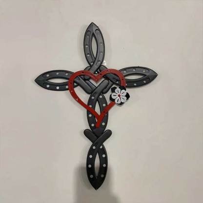 💕Natural Horseshoe Cross with Heart