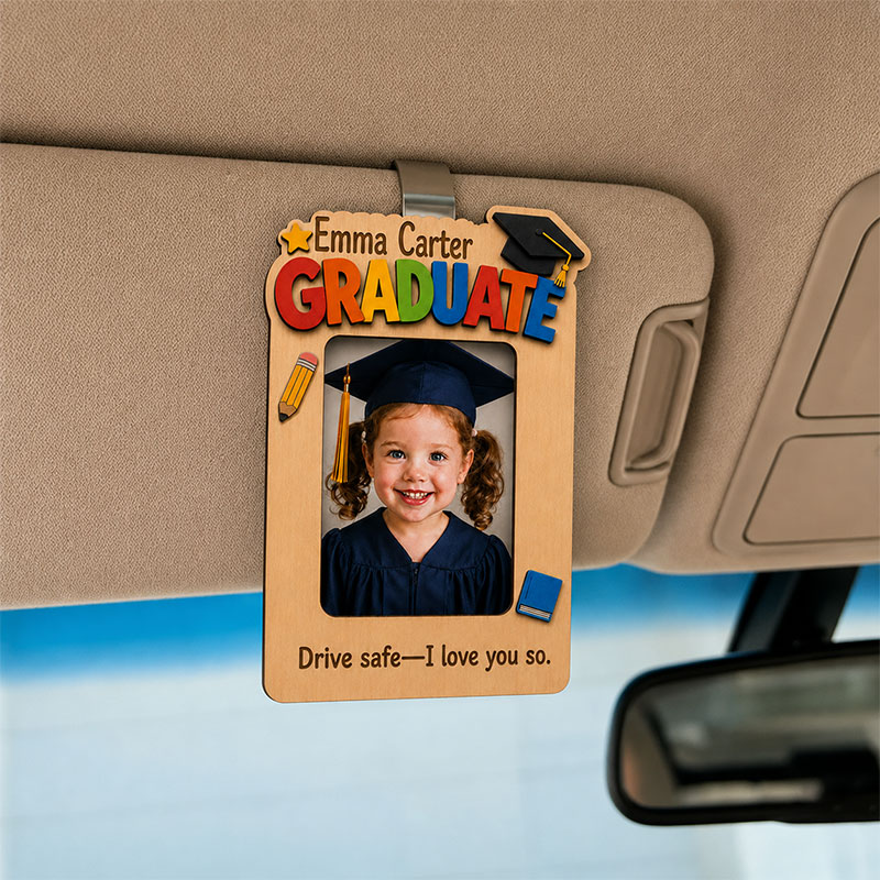 🚗Personalized Preschool Graduation Car Visor Photo Frame | Kindergarten-Bound Keepsake with Custom Name