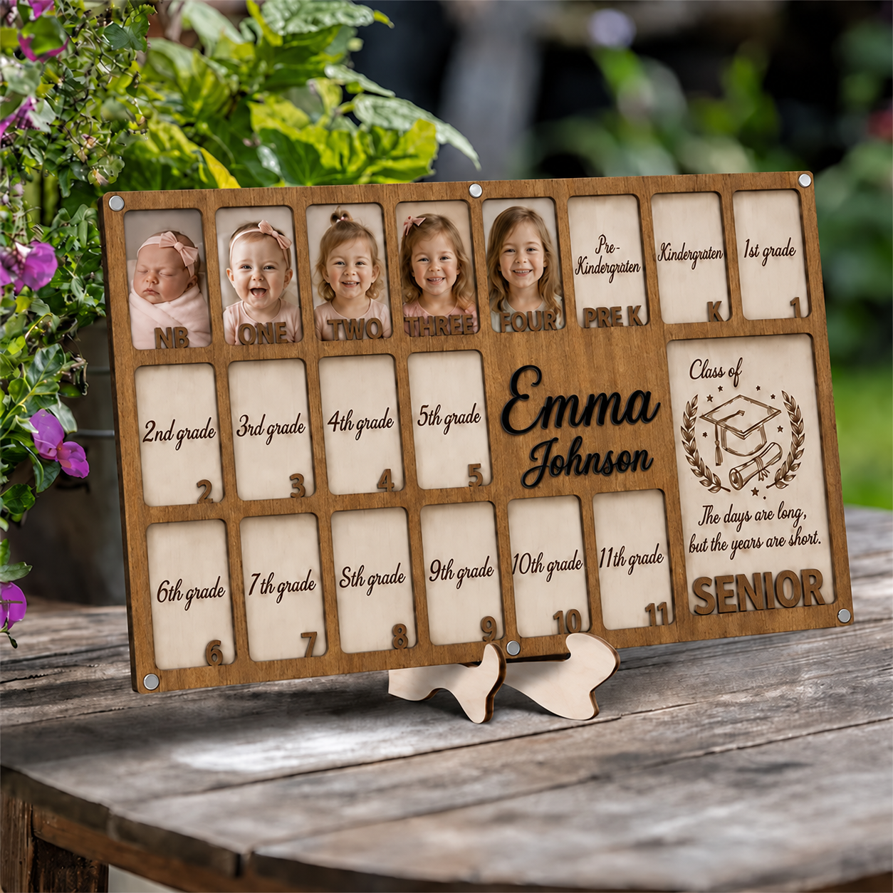 🎓Custom School Years Photo Frame  |  Personalized Wooden K-12 Photo Board