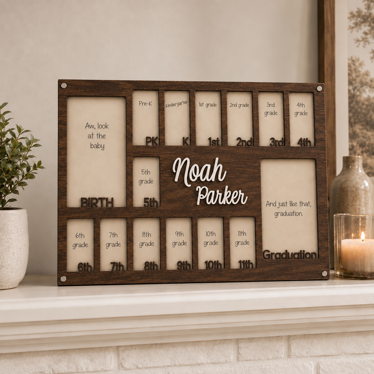 🎓Personalized School Years Photo Frame  |  Birth to Graduation Memory Display with Custom Name