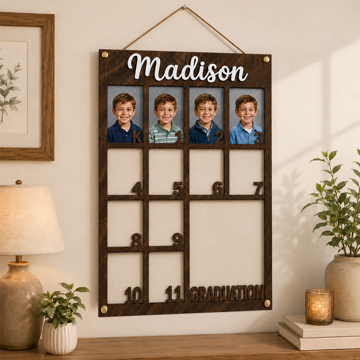 🎓 Personalized School Years Photo Frame  | Kindergarten to Graduation Wall Display
