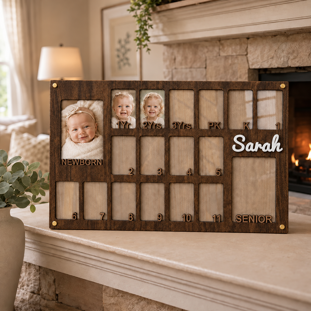 🎓 Personalized Baby to Graduation Photo Frame  | Newborn to Senior Year School Memory Keepsake