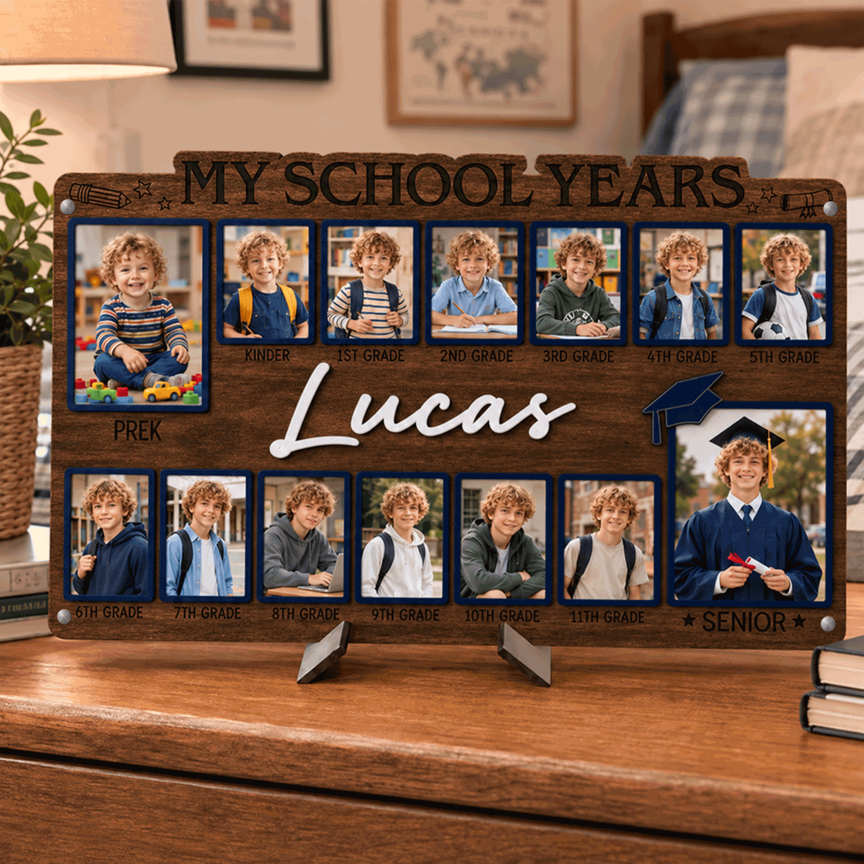 🎒Personalized School Years Photo Frame  |  Watch Them Grow from Pre-K to Senior