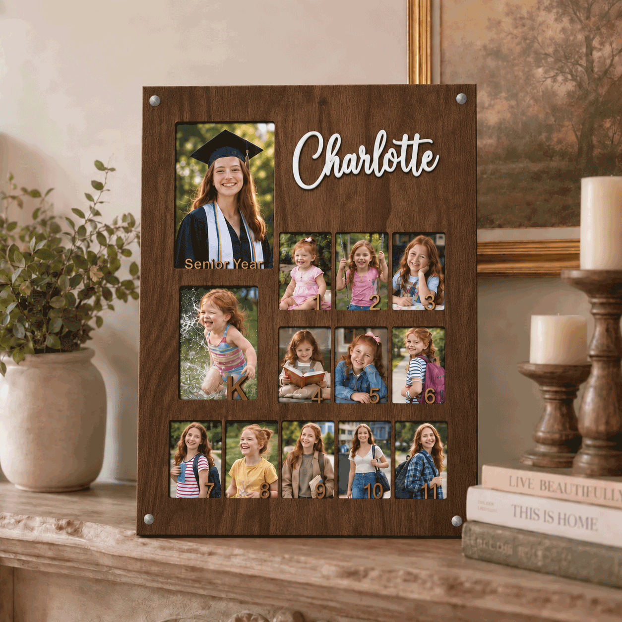 🎓 Personalized K–12 School Years Photo Frame  | Custom Name & Graduation Year  Picture Collage
