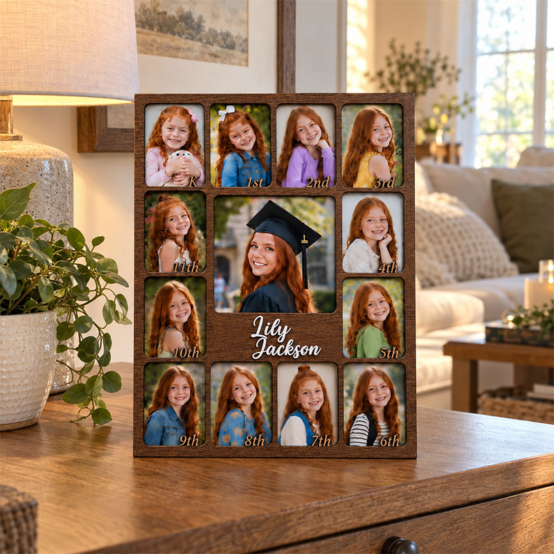 🎓 Personalized Kindergarten-to-Graduation Photo Frame  |   K–12 Childhood Growth Keepsake for Girls & Boys