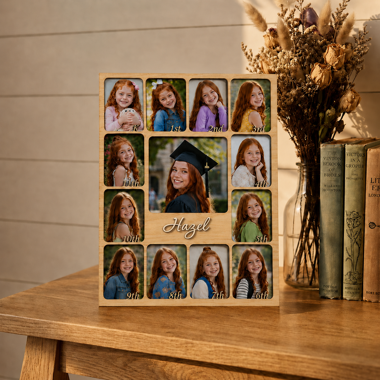 🎓 Personalized Kindergarten-to-Graduation Photo Frame  |   K–12 Childhood Growth Keepsake for Girls & Boys
