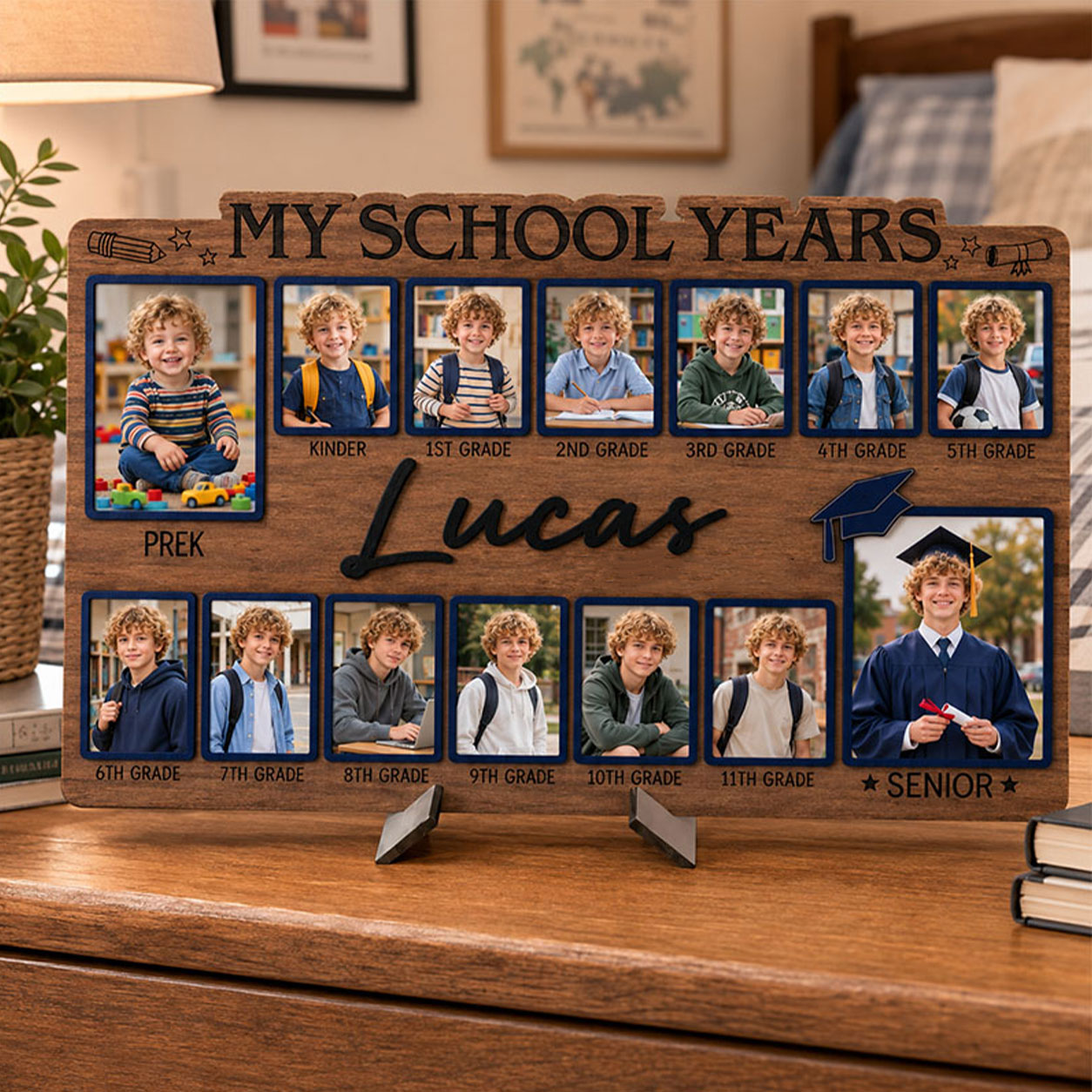 🎒Personalized School Years Photo Frame  |  Watch Them Grow from Pre-K to Senior