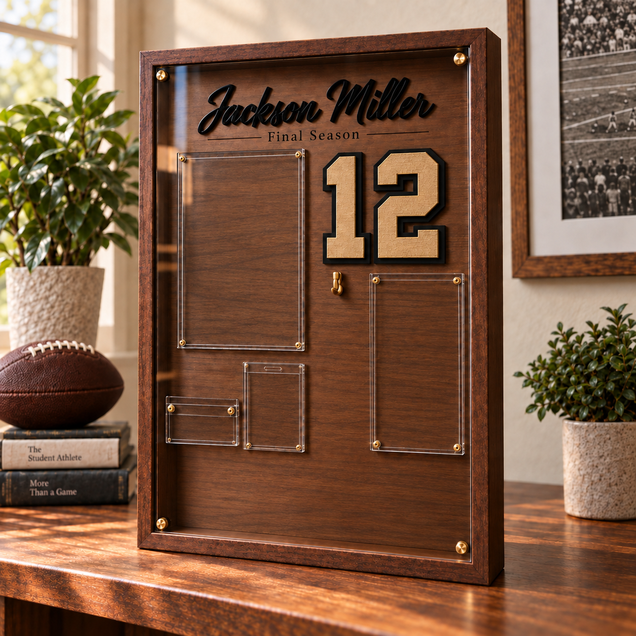❤️Personalized Senior Football Shadow Box | Custom Jersey Number & Final Season Memory Frame