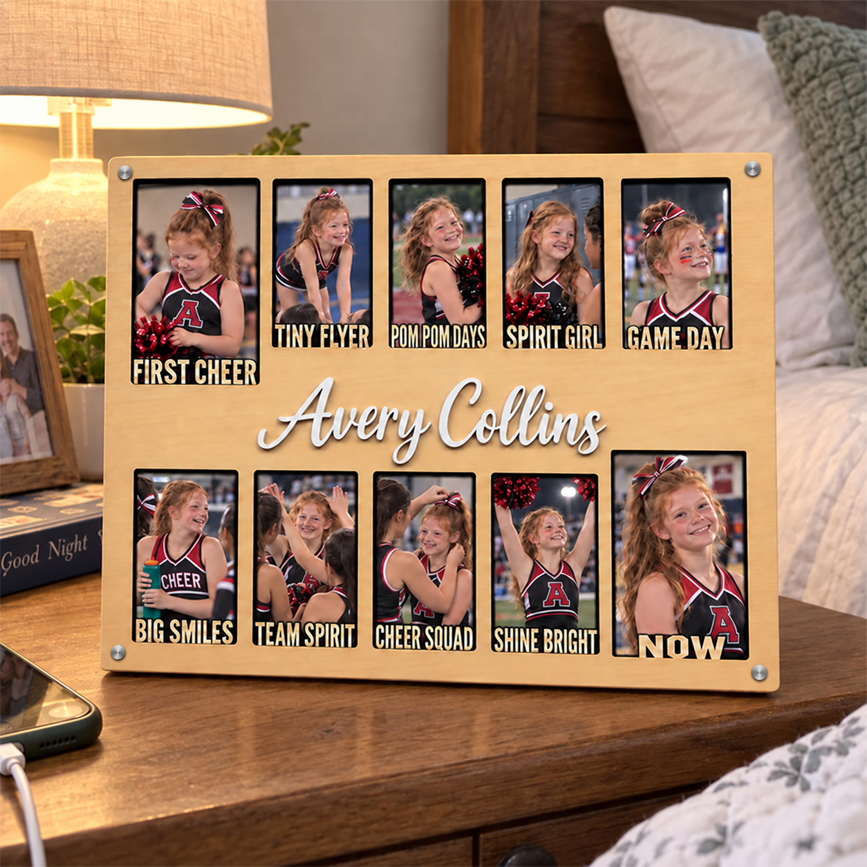 📣 Personalized Cheerleader Memory Frame | Custom Name Cheer Photo Keepsake