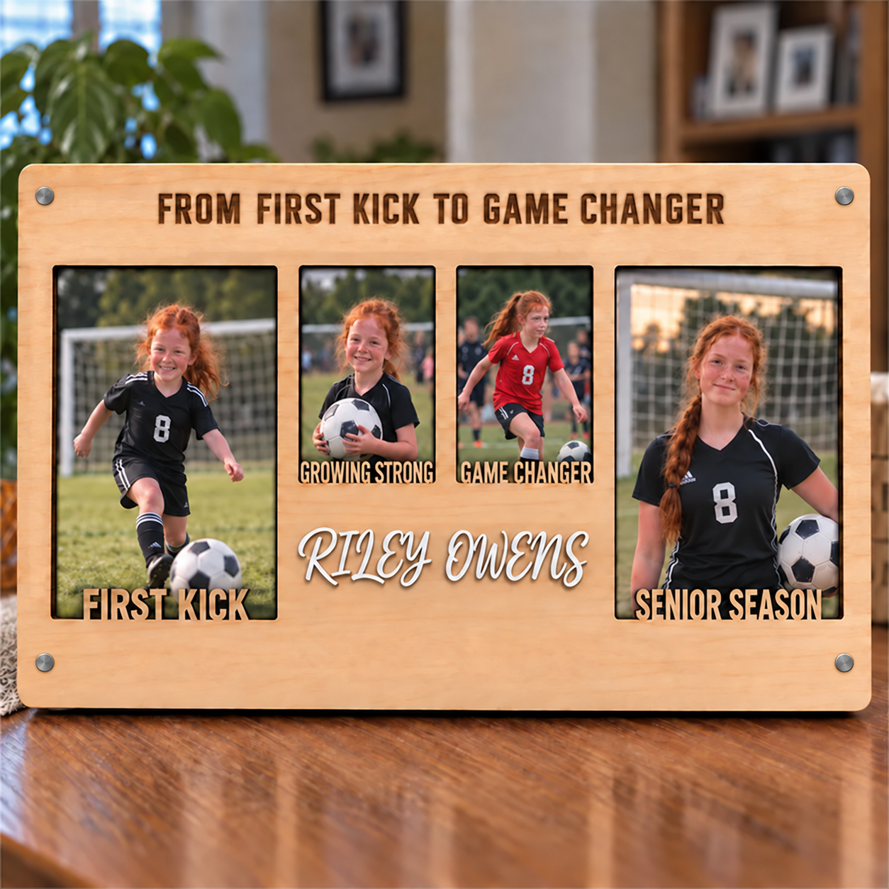 💚Personalized Soccer Growth Photo Frame | From First Kick to Senior Season Custom Name Keepsake