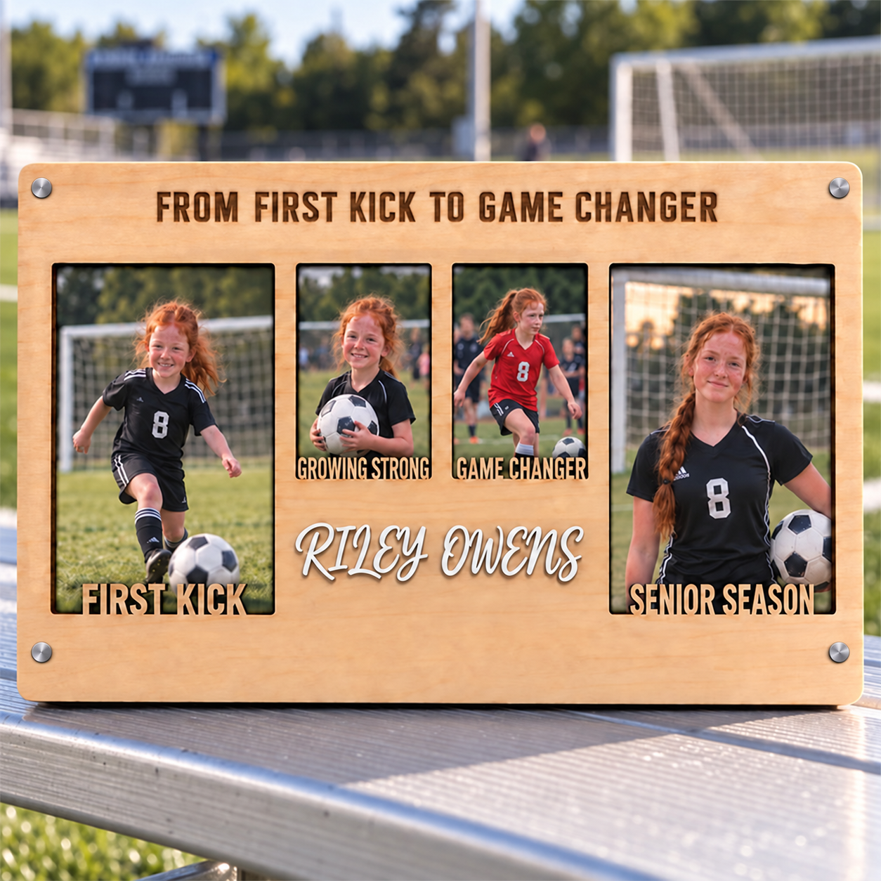 💚Personalized Soccer Growth Photo Frame | From First Kick to Senior Season Custom Name Keepsake