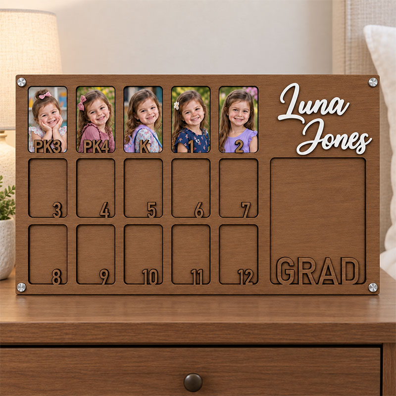 🌷Personalized Preschool to Graduation Photo Frame | PK3 PK4 Kindergarten to 12th Grade Growth Picture Frame