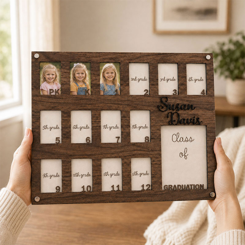 🎓 Personalized School Years Photo Frame | Pre-K to 12th Grade Graduation Memory Frame