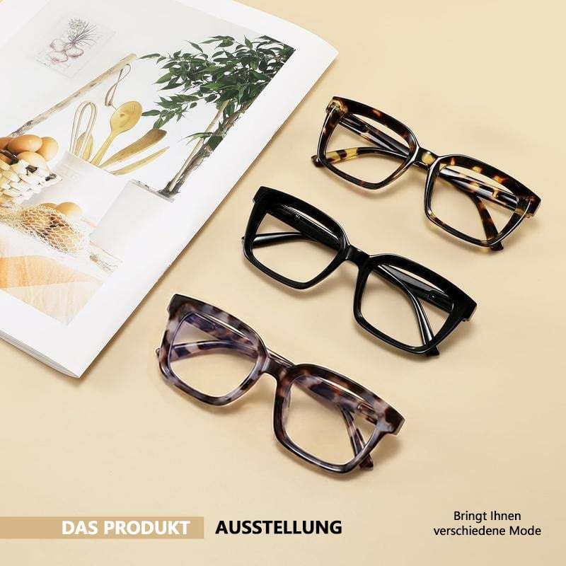 👓3er-Pack Schildpatt-Lesebrillen – Blaulichtblockierende, übergroße quadratische Lesebrillen