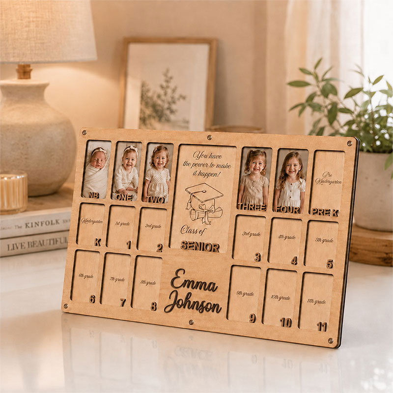 🎓 Personalized School Years Photo Frame | Newborn to Graduation Memory Keepsake