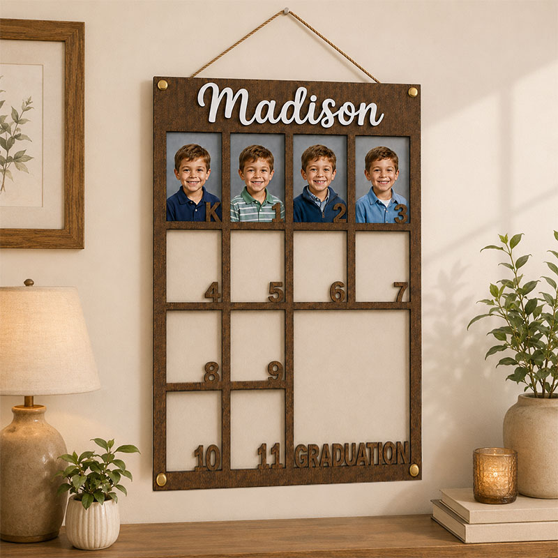 🎓 Personalized School Years Photo Frame  | Kindergarten to Graduation Wall Display