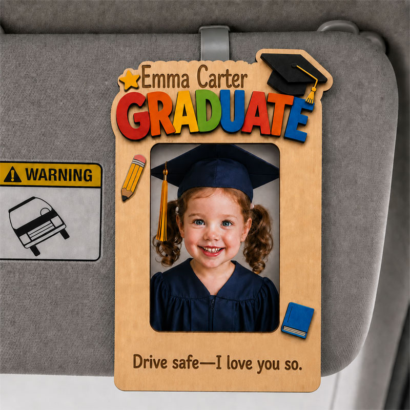 🚗Personalized Preschool Graduation Car Visor Photo Frame | Kindergarten-Bound Keepsake with Custom Name