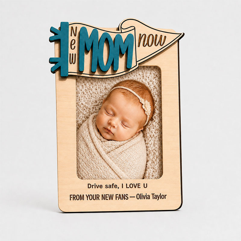 🍼 Personalized New Mom & New Dad Car Visor Photo Frame | Custom Baby Photo “Drive Safe”