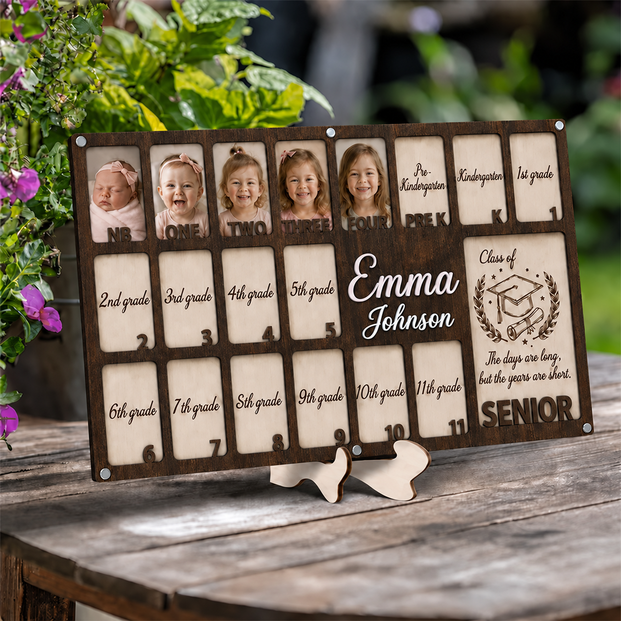 🎓Custom School Years Photo Frame  |  Personalized Wooden K-12 Photo Board